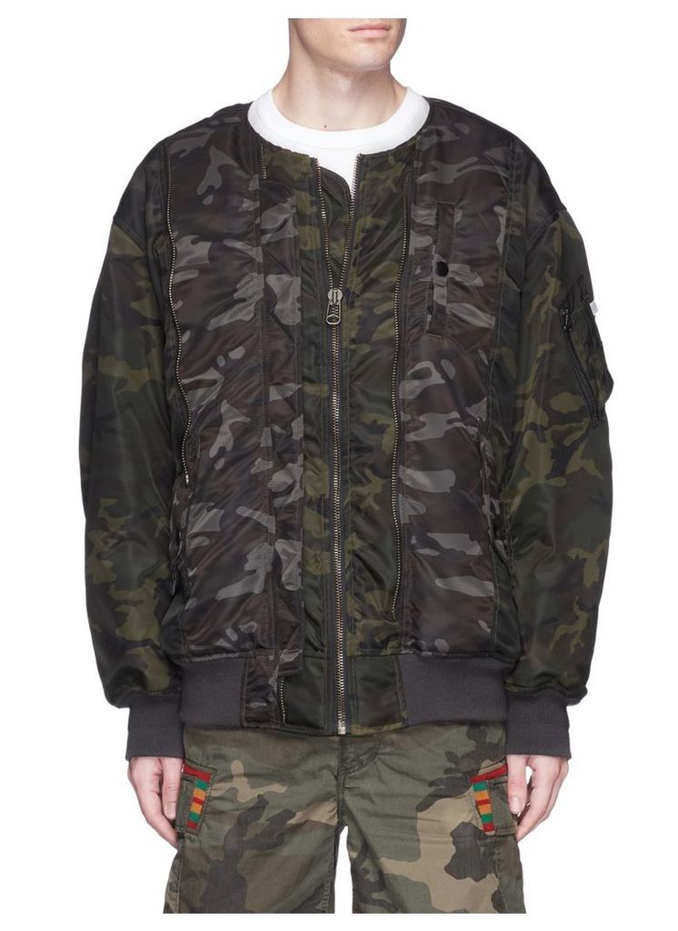 Camouflage print oversized padded MA-1 bomber jacket