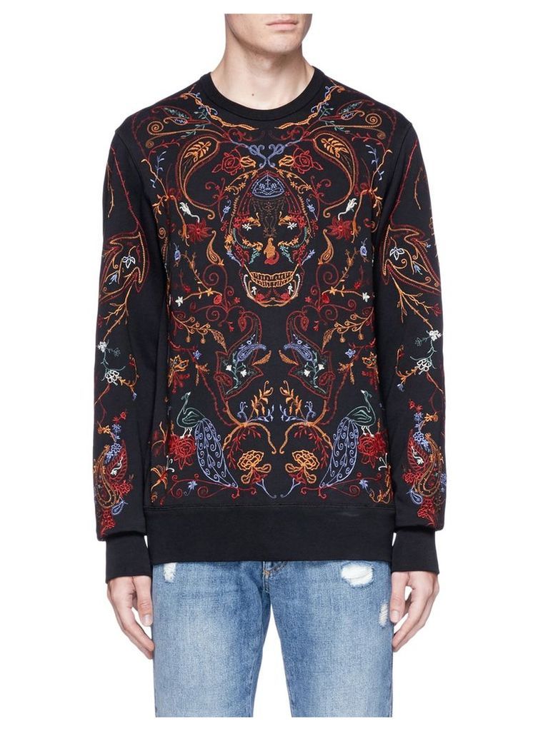 Botanical skull embroidered sweatshirt