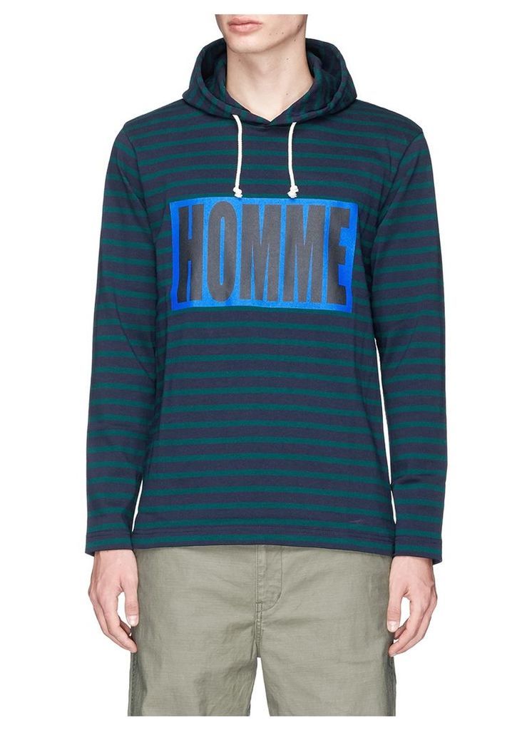 'HOMME' box print stripe hoodie