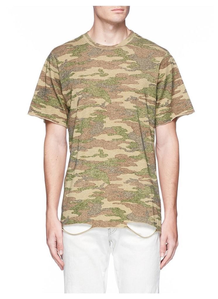 'Bryce' camouflage print ripped hem T-shirt