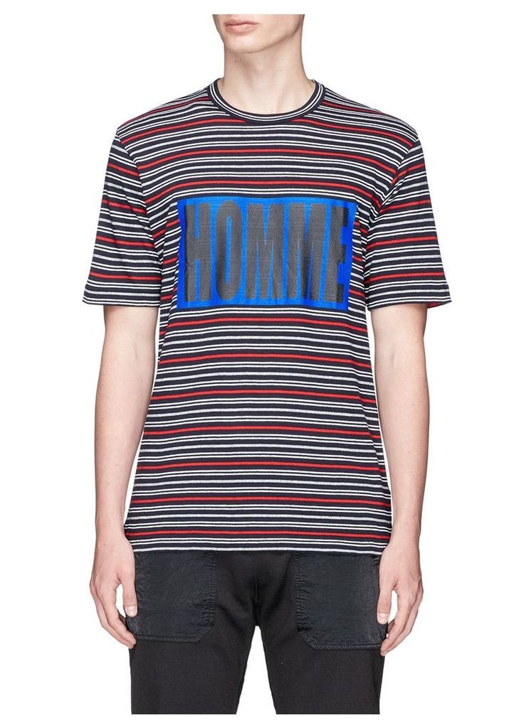 'HOMME' box print stripe knit T-shirt