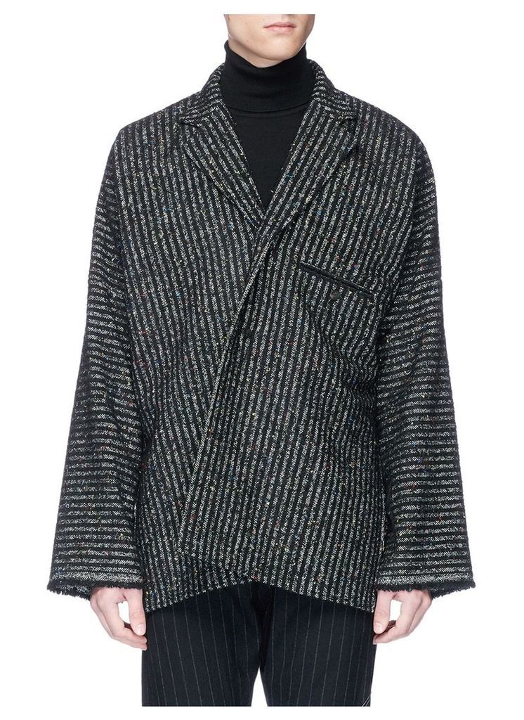 Stripe tweed asymmetric coat