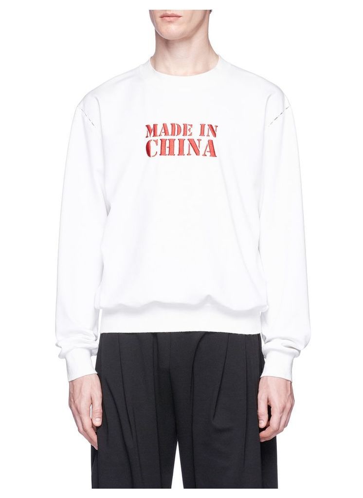 'Made In China' slogan embroidered sweatshirt