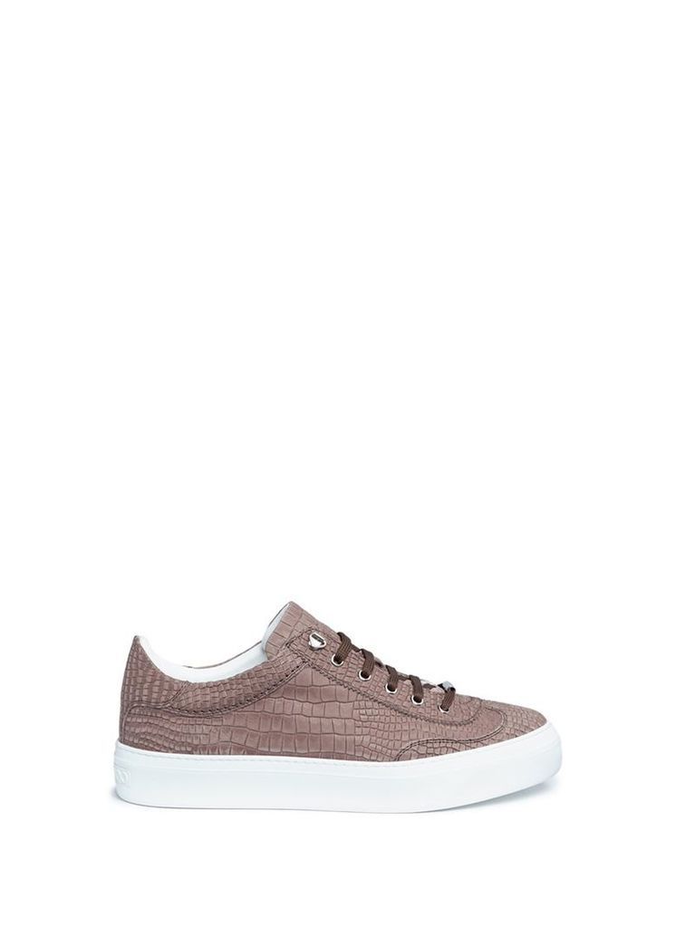 'Ace' croc embossed leather sneakers