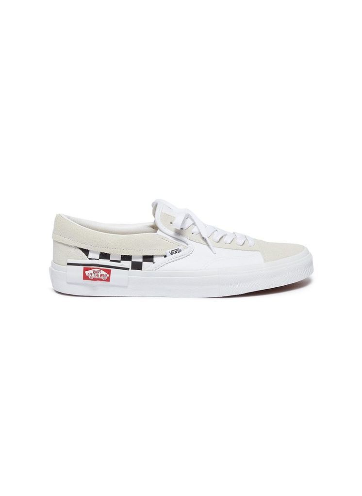 'Slip-on Cap' checkerboard patchwork canvas sneakers
