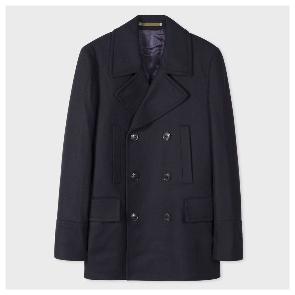 Men's Navy Wool And Cashmere-Blend Peacoat