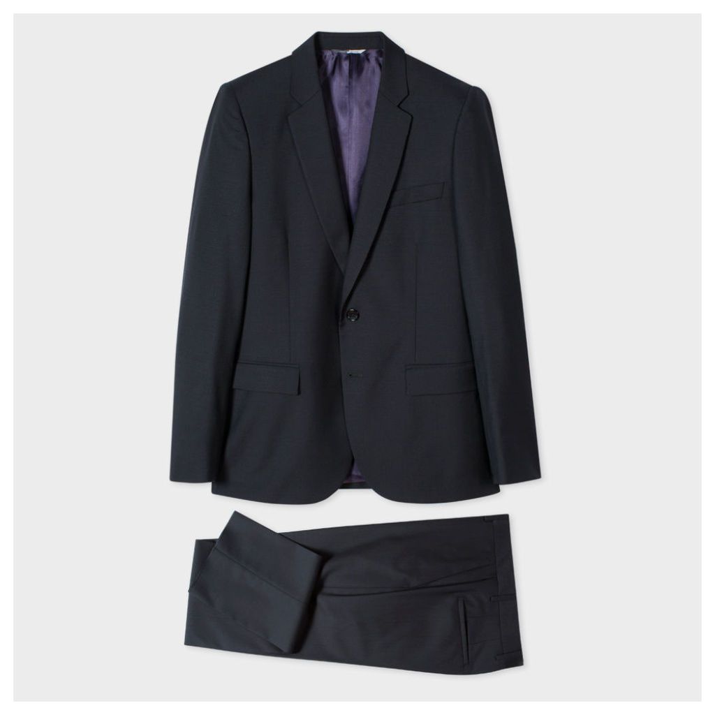 Men's Mid-Fit Black Wool And Mohair-Blend Suit