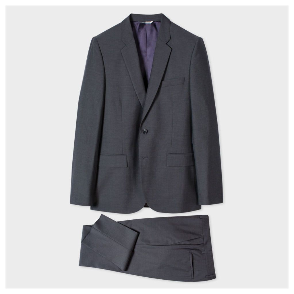 Men's Mid-Fit Grey Wool And Mohair-Blend Suit