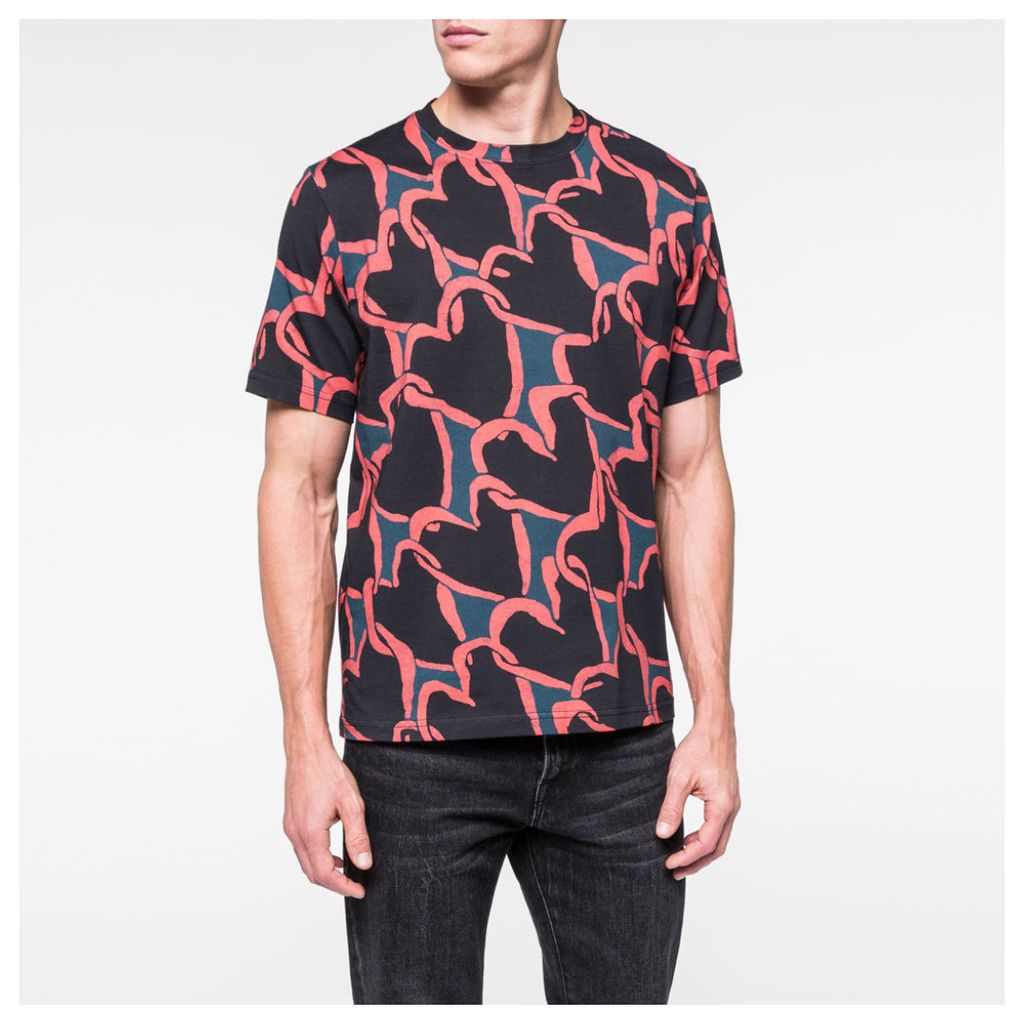 Men's Red 'Chain-Link Heart' Print T-Shirt