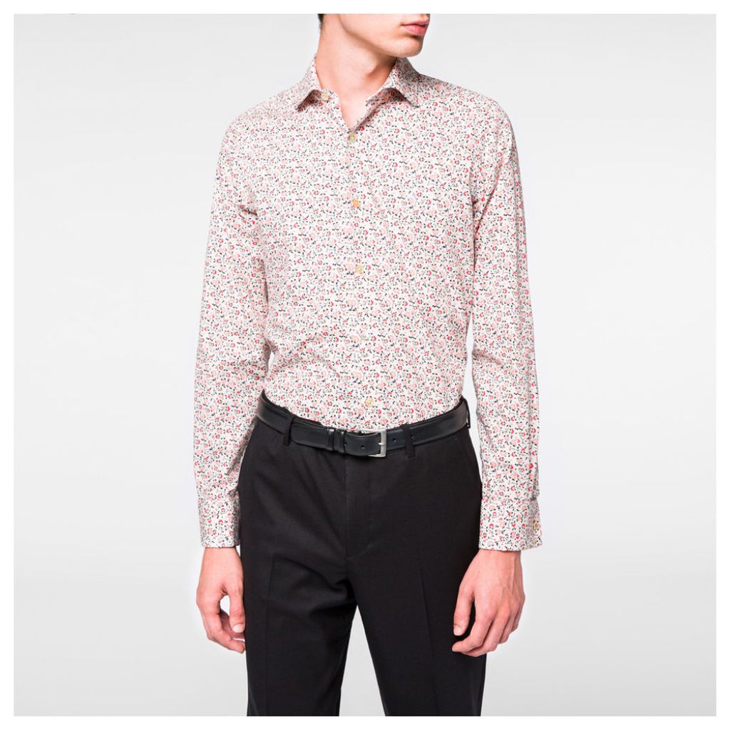 Men's Tailored-Fit Pink Floral Double-Cuff Shirt
