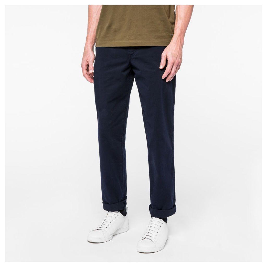 Men's Tapered-Fit Navy Garment-Dye Pima-Cotton Stretch Chinos