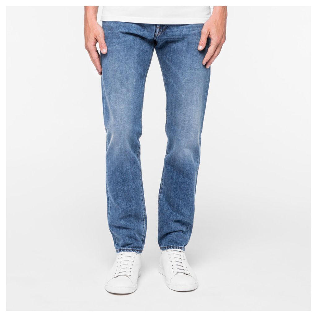 Men's Slim-Standard Fit Light-Wash Italian Selvedge Jeans