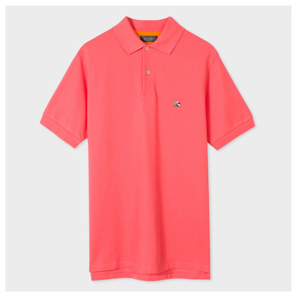 Paul Smith Men's Bright Pink Cotton-Pique Flag-Motif Polo Shirt