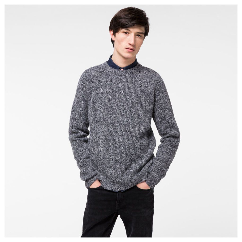 Men's Grey Melange Ribbed Merino Wool Sweater
