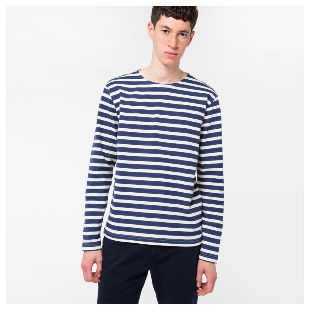 Men's Blue And White Breton-Stripe Long-Sleeve T-Shirt