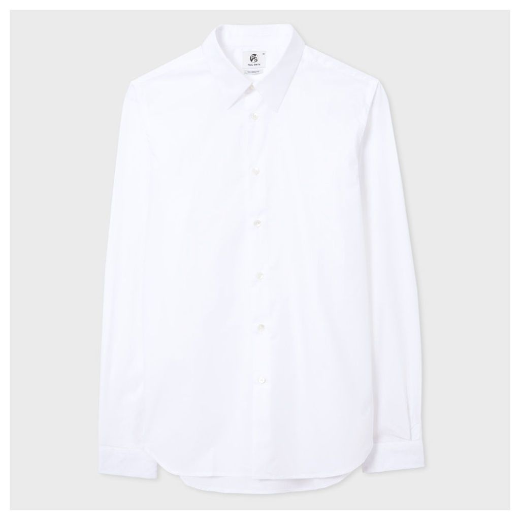 Men's Tailored-Fit White Cotton Shirt With Contrast Cuff Lining