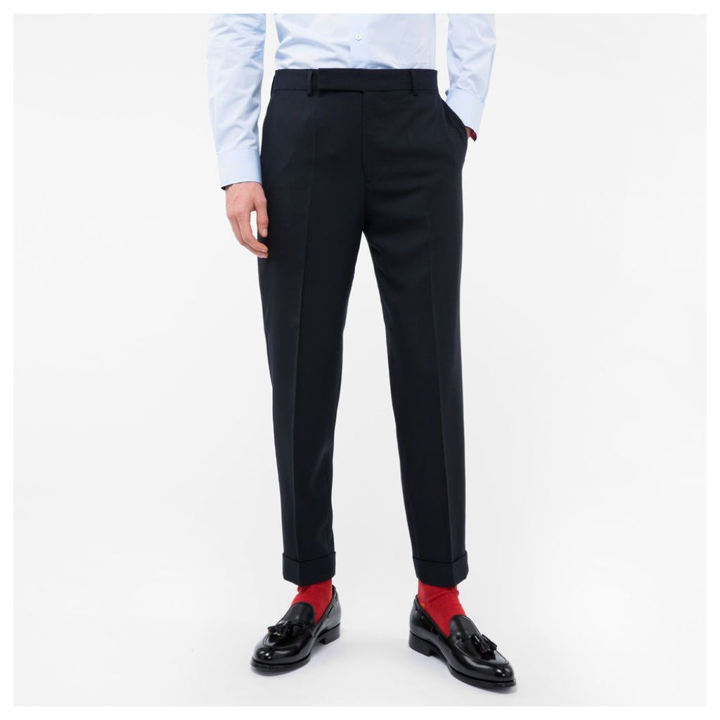 A Suit To Travel In - Men's Navy Tapered Wool Trousers