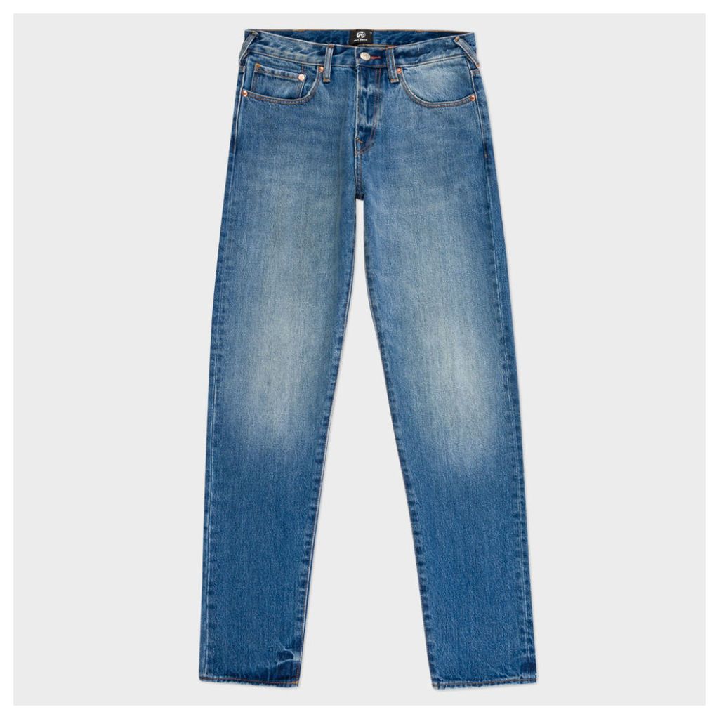 Men's Tapered-Fit Light-Wash Vintage-Style Jeans