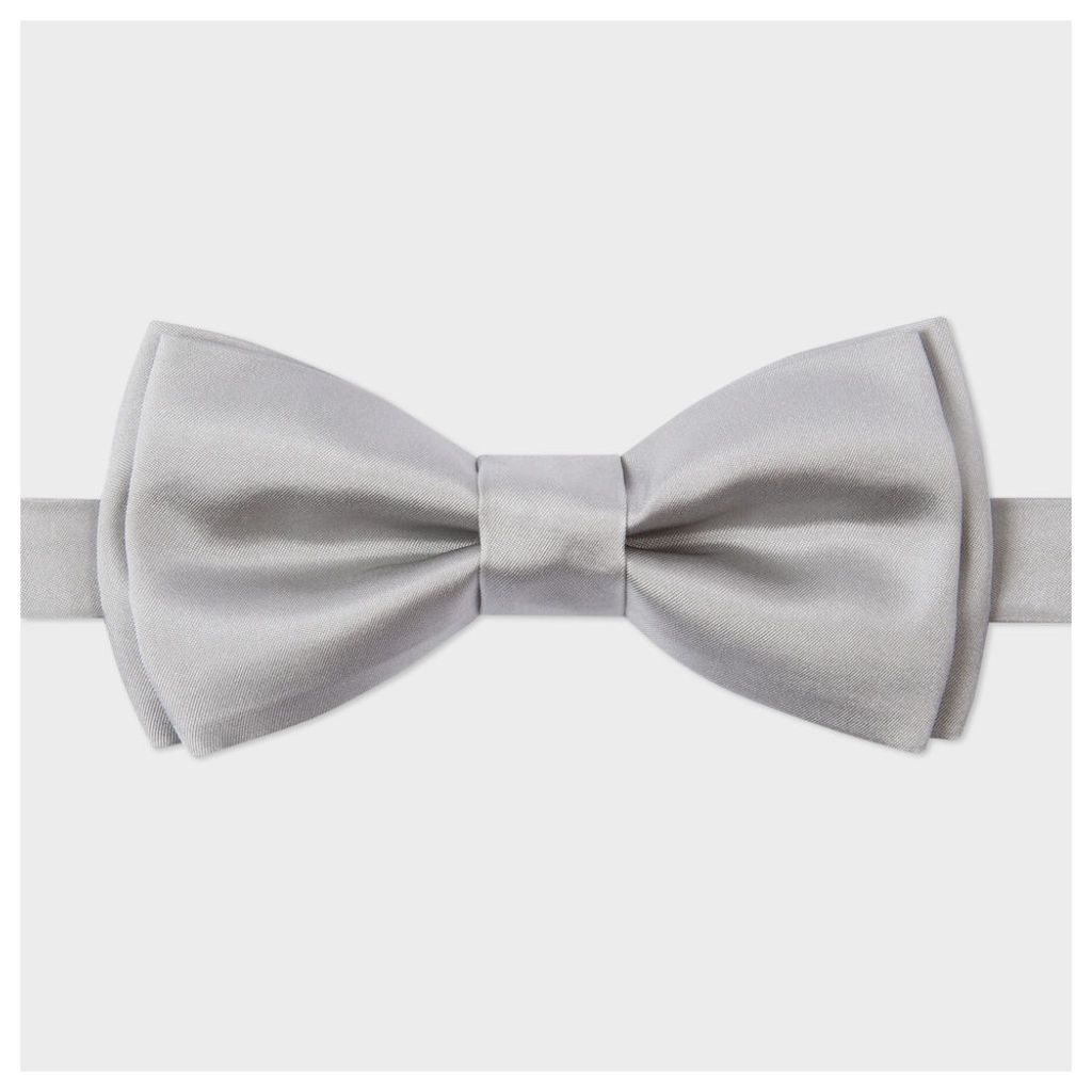 Men's Silver Silk Bow Tie