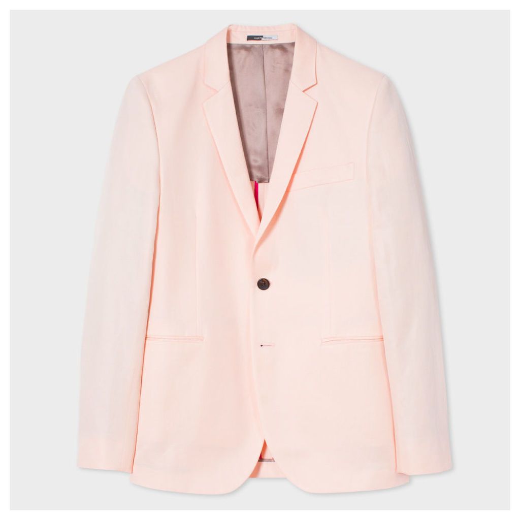 Men's Slim-Fit Light Pink Cotton And Linen-Blend Buggy-Lined Blazer