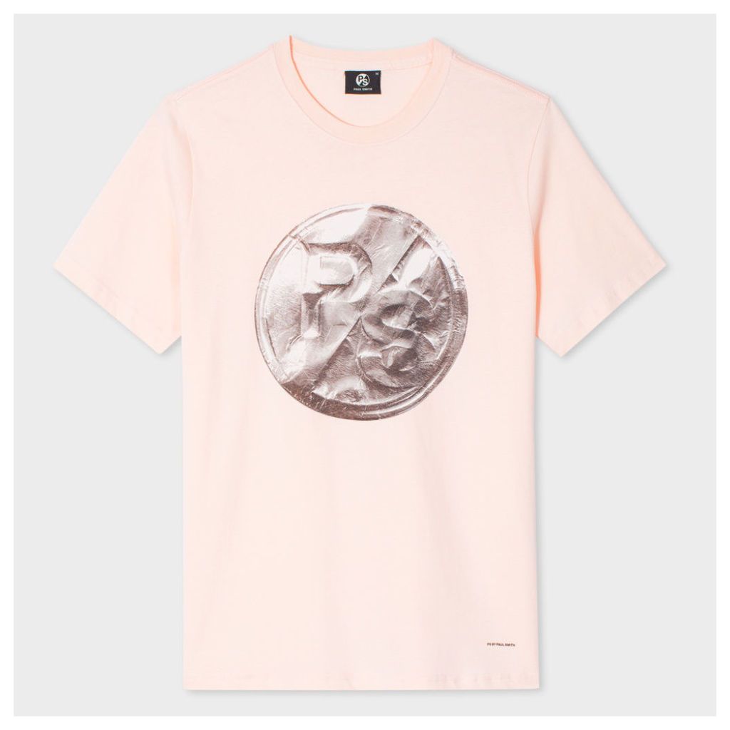 Men's Pink Organic-Cotton PS Logo Foil-Print T-Shirt