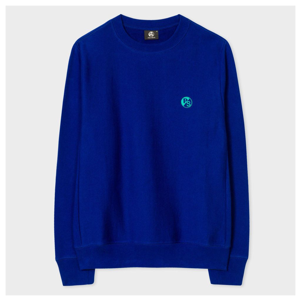 Men's Blue Embroidered PS Logo Organic-Cotton Sweatshirt