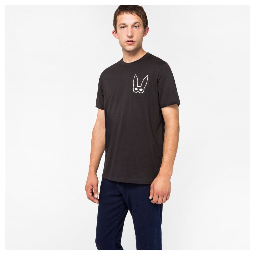 Men's Black Organic-Cotton 'Rabbit Mask' Print T-Shirt