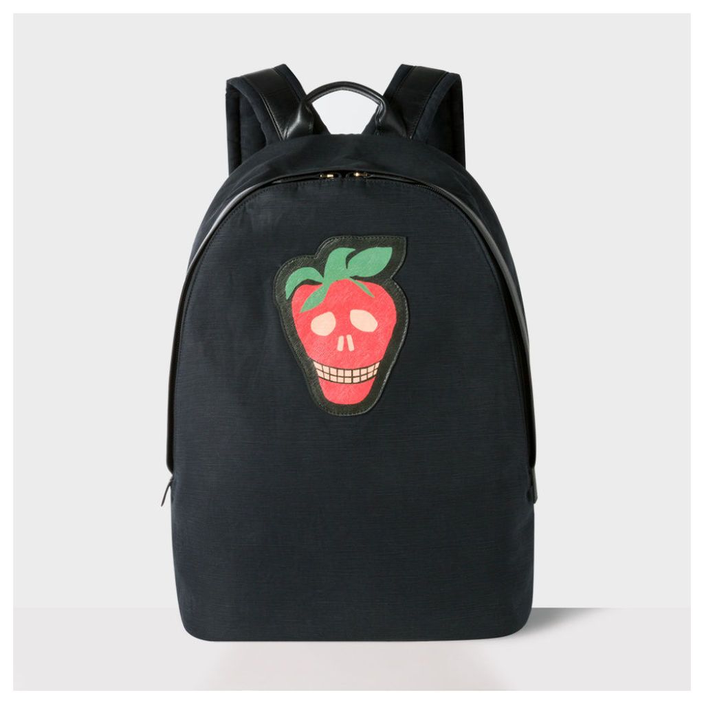 Men's Black Canvas 'Strawberry Skull' Backpack