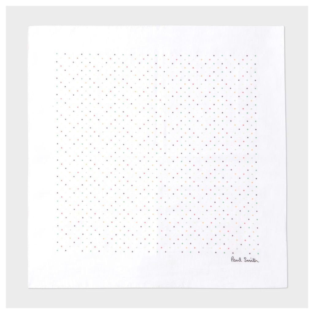 Men's White 'Artist Stripe' Dot Print Pocket Square