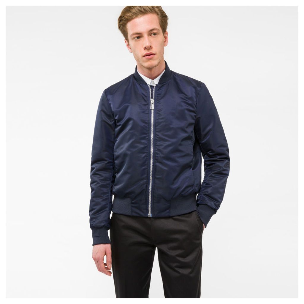 Men's Navy Bomber Jacket With Quilted Lining