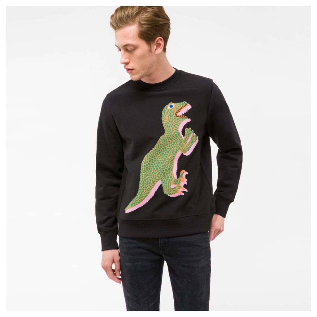 Men's Black Organic-Cotton 'Dino' Print Sweatshirt