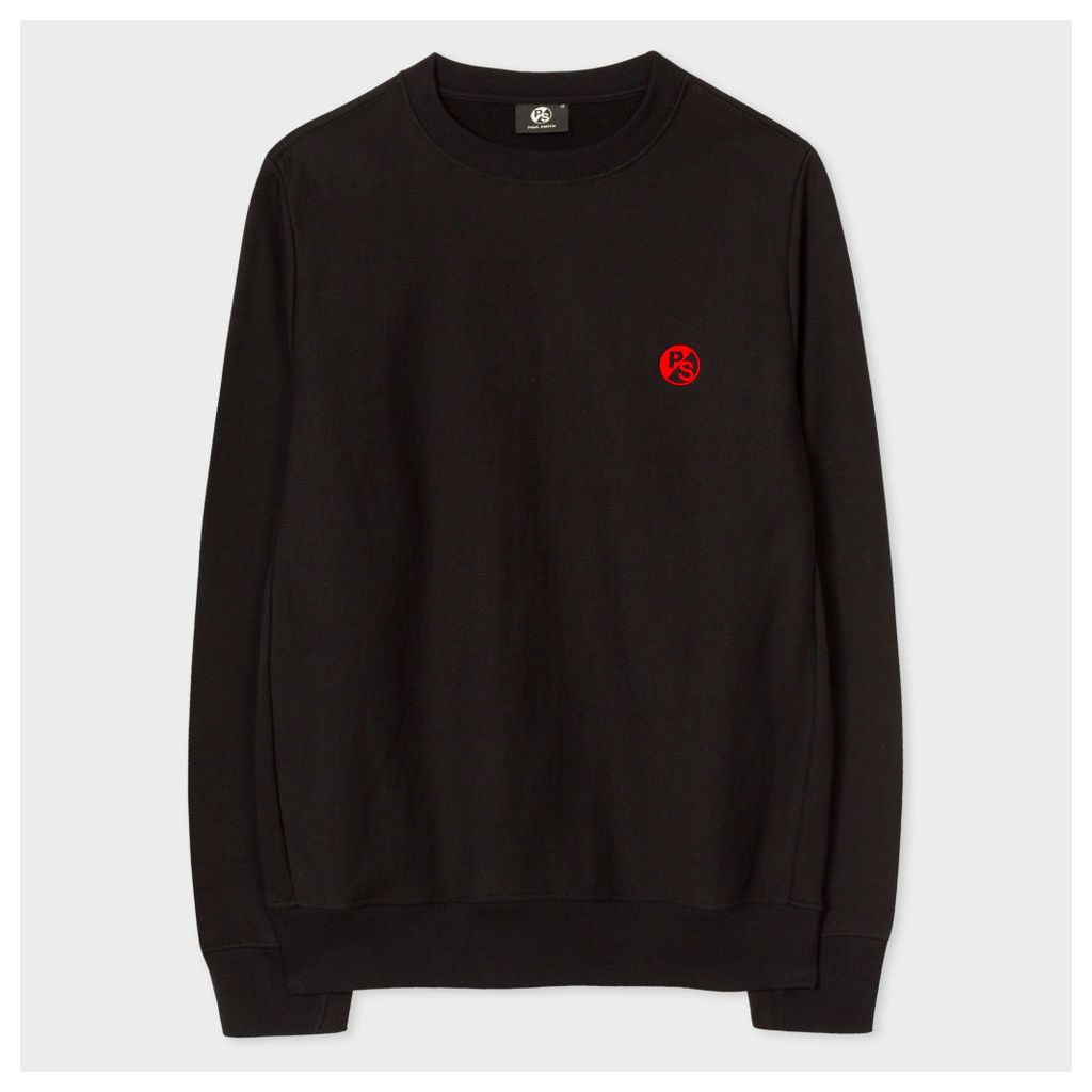 Men's Black Embroidered PS Logo Organic-Cotton Sweatshirt