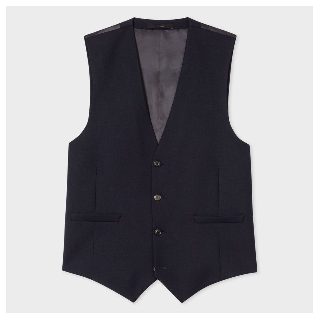 A Suit To Travel In - Men's Tailored-Fit Navy Wool Waistcoat
