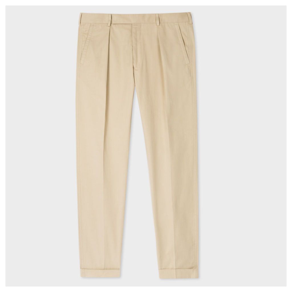 Men's Stone Brushed Cotton Tapered Trousers