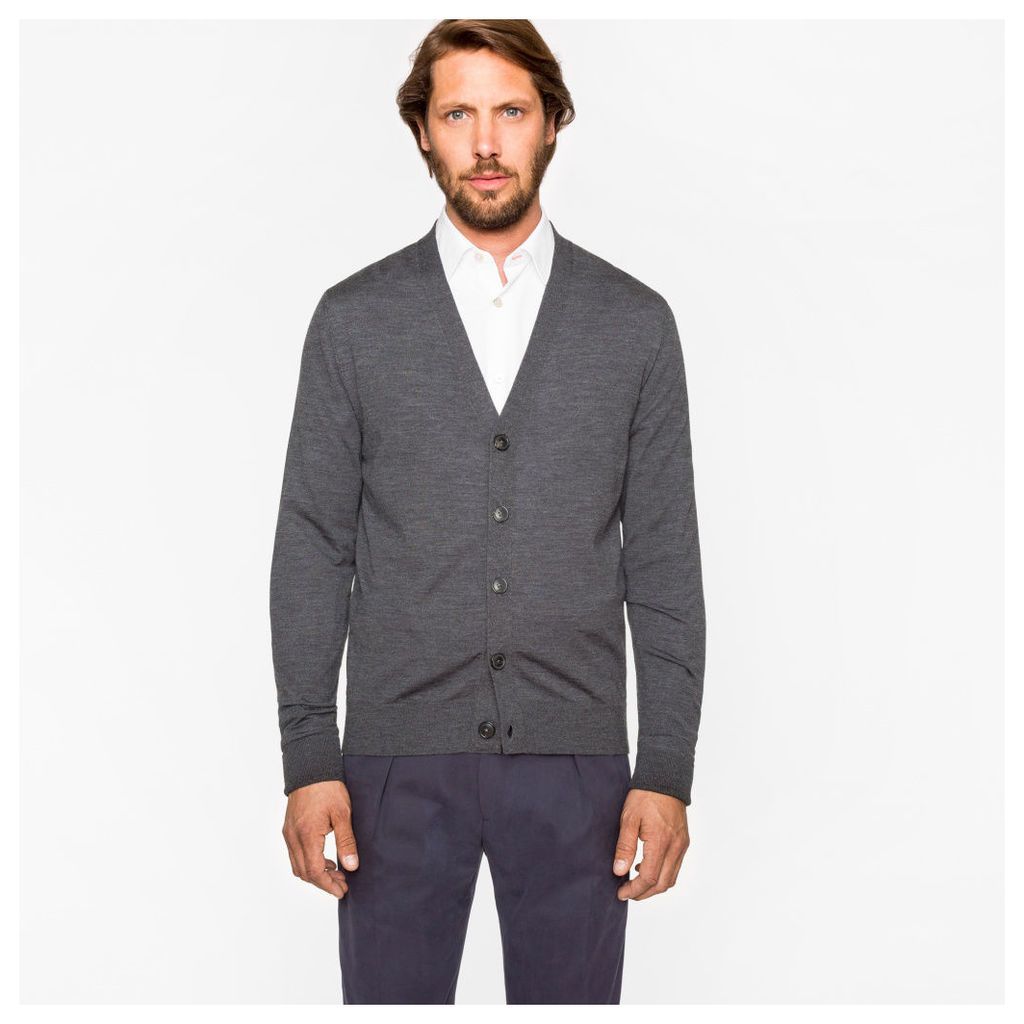 Men's Grey Merino Wool Cardigan