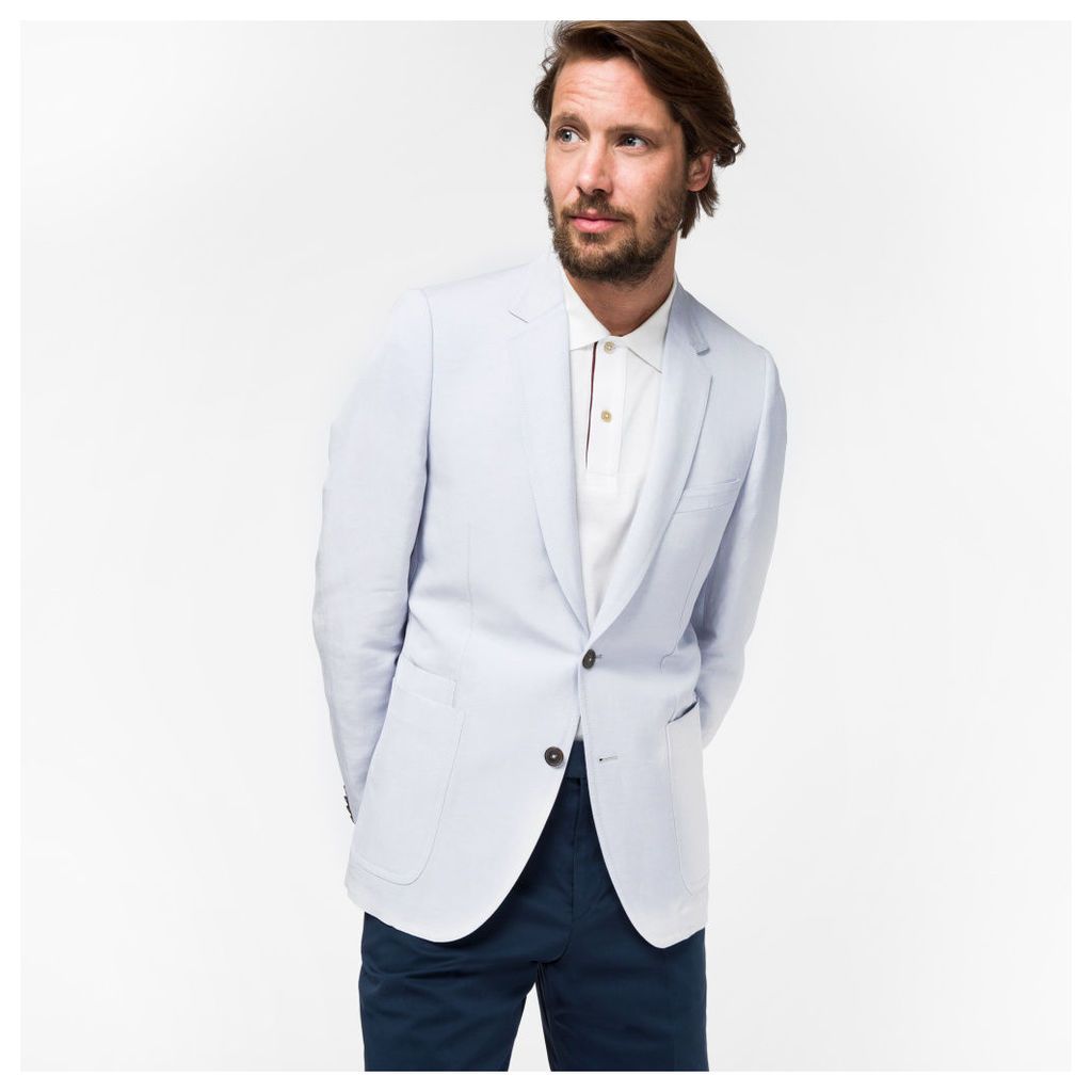 Men's Tailored-Fit Light Blue Linen-Blend Buggy Lined Blazer