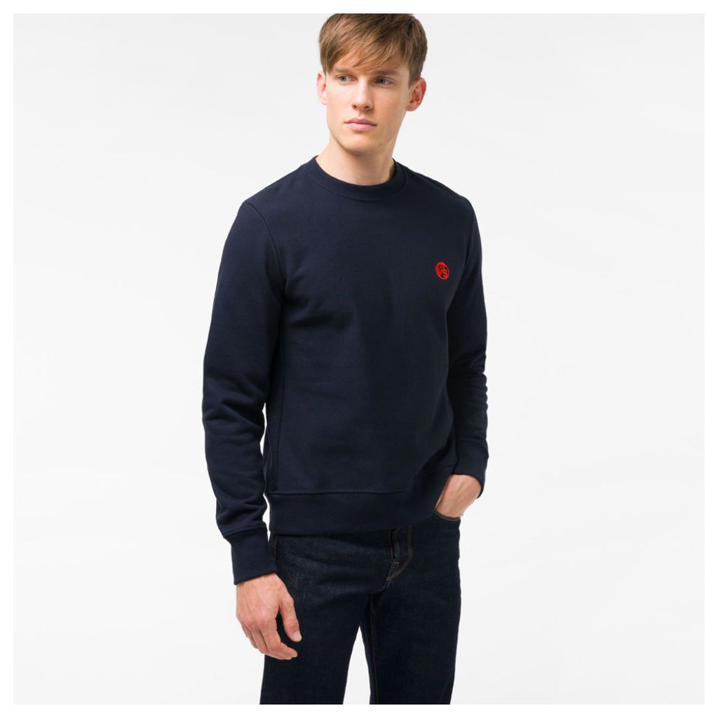 Men's Navy Embroidered PS Logo Organic-Cotton Sweatshirt