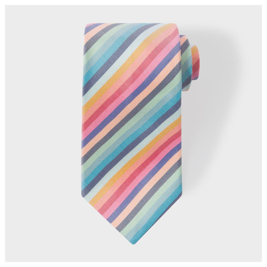 Men's Multi-Coloured Pastel Stripe Silk Tie