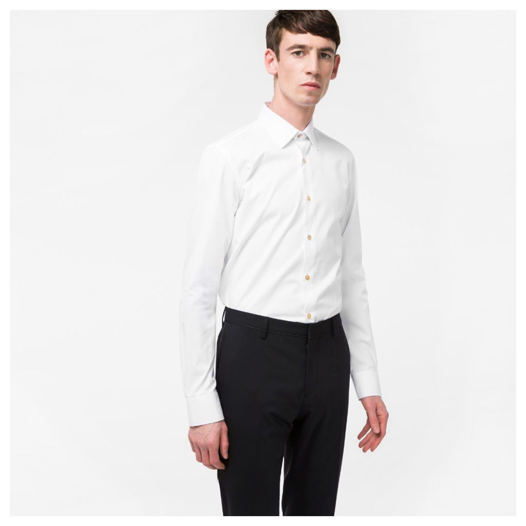 Men's Classic-Fit White Jacquard-Stripe Cotton Shirt