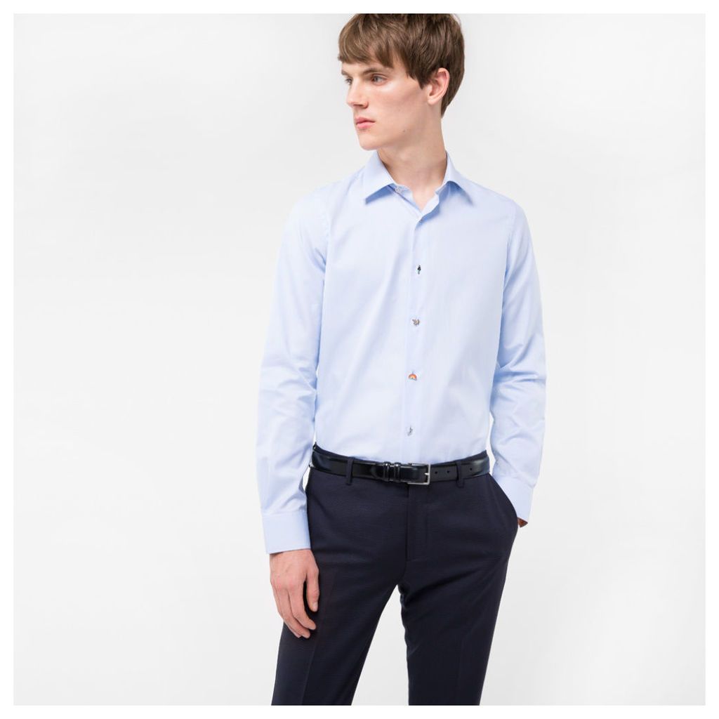 Men's Tailored-Fit Sky Blue Charm-Button Shirt