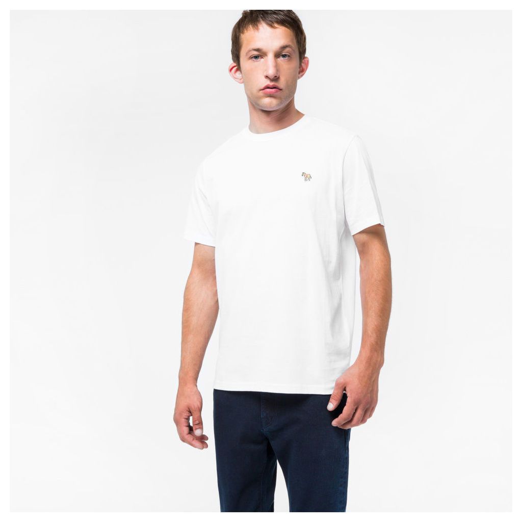Men's White Organic-Cotton Zebra Logo T-Shirt