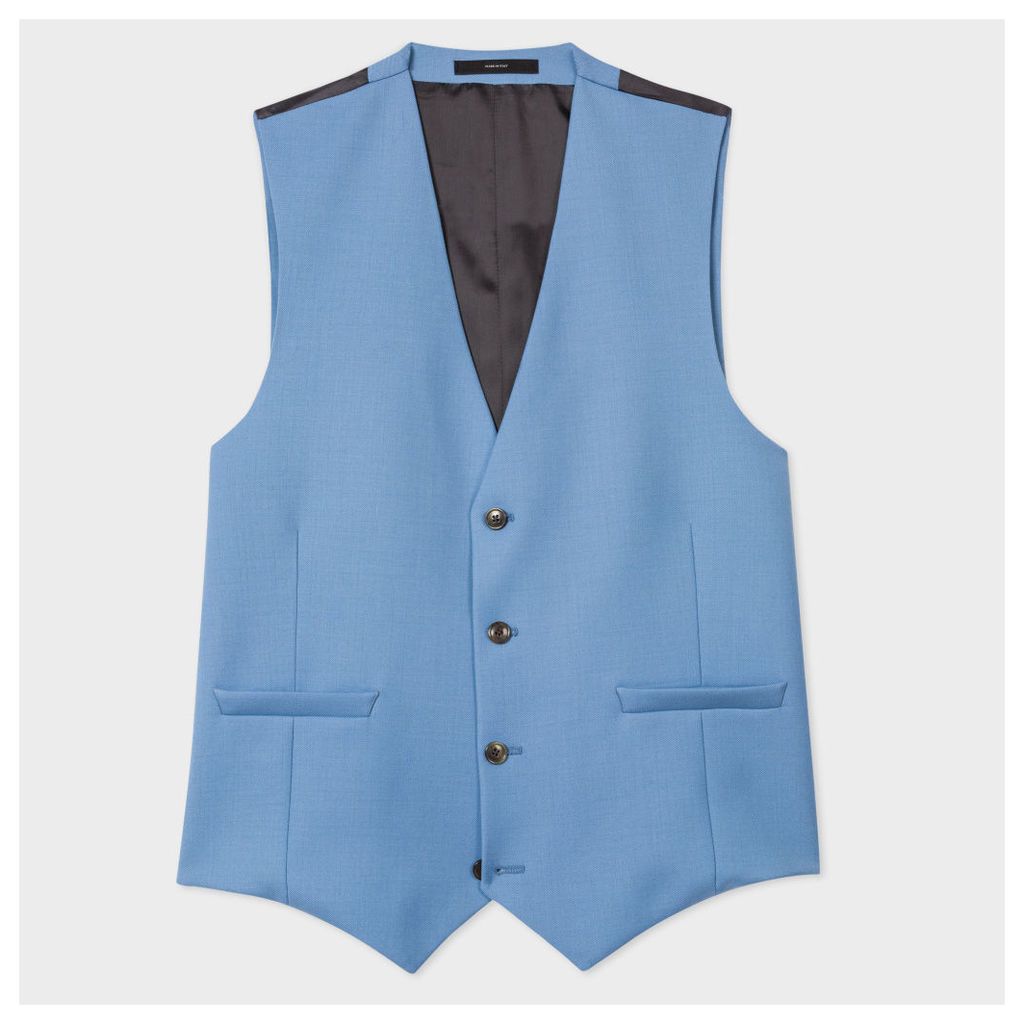 A Suit To Travel In - Men's Tailored-Fit Sky Blue Wool Waistcoat