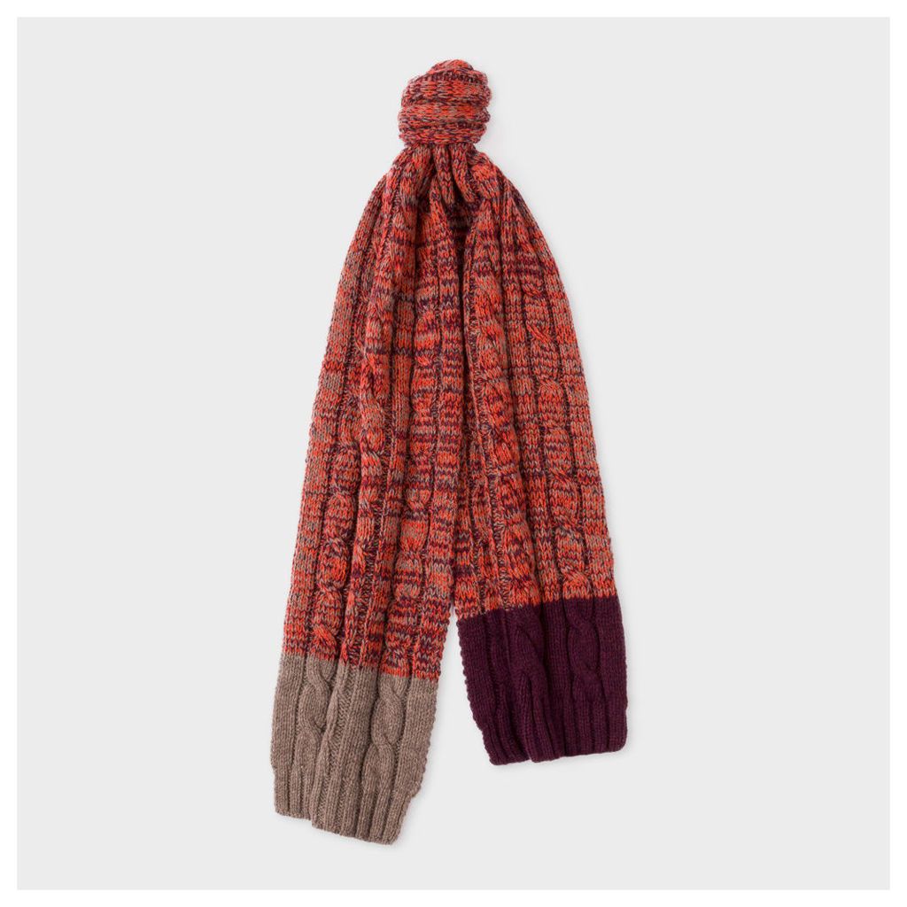 Men's Damson Cable Knit Wool Scarf
