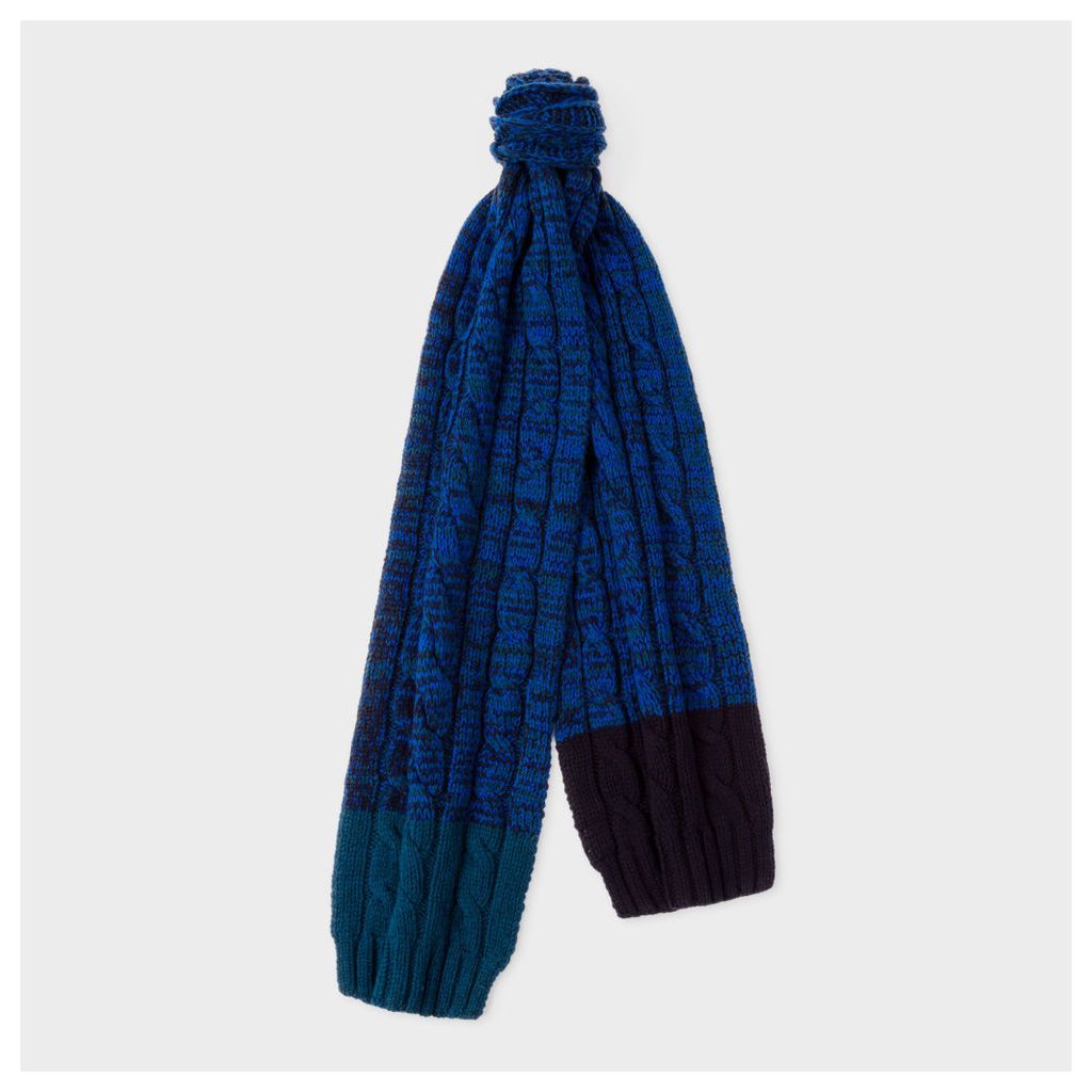 Men's Navy Cable Knit Wool Scarf