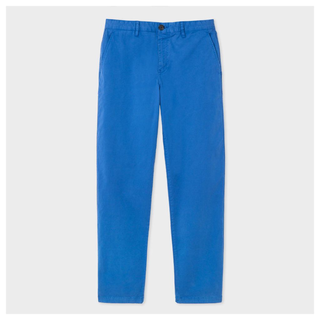 Men's Tapered-Fit Washed Blue Garment-Dyed Pima-Cotton Stretch Chinos