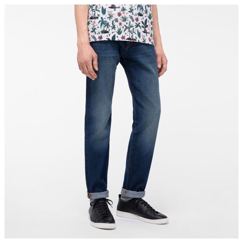 Men's Tapered-Fit Dark-Wash Vintage-Style Jeans