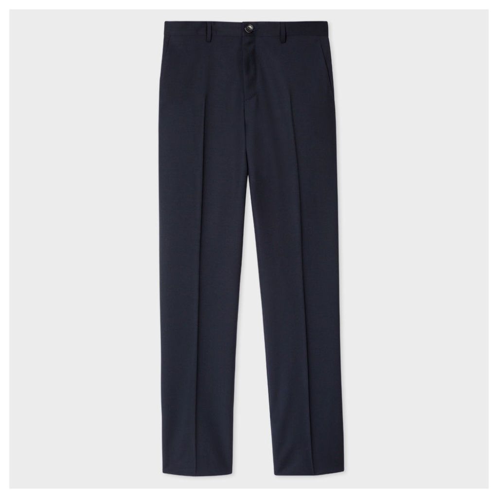 Men's Mid-Fit Navy Wool-Mohair Trousers