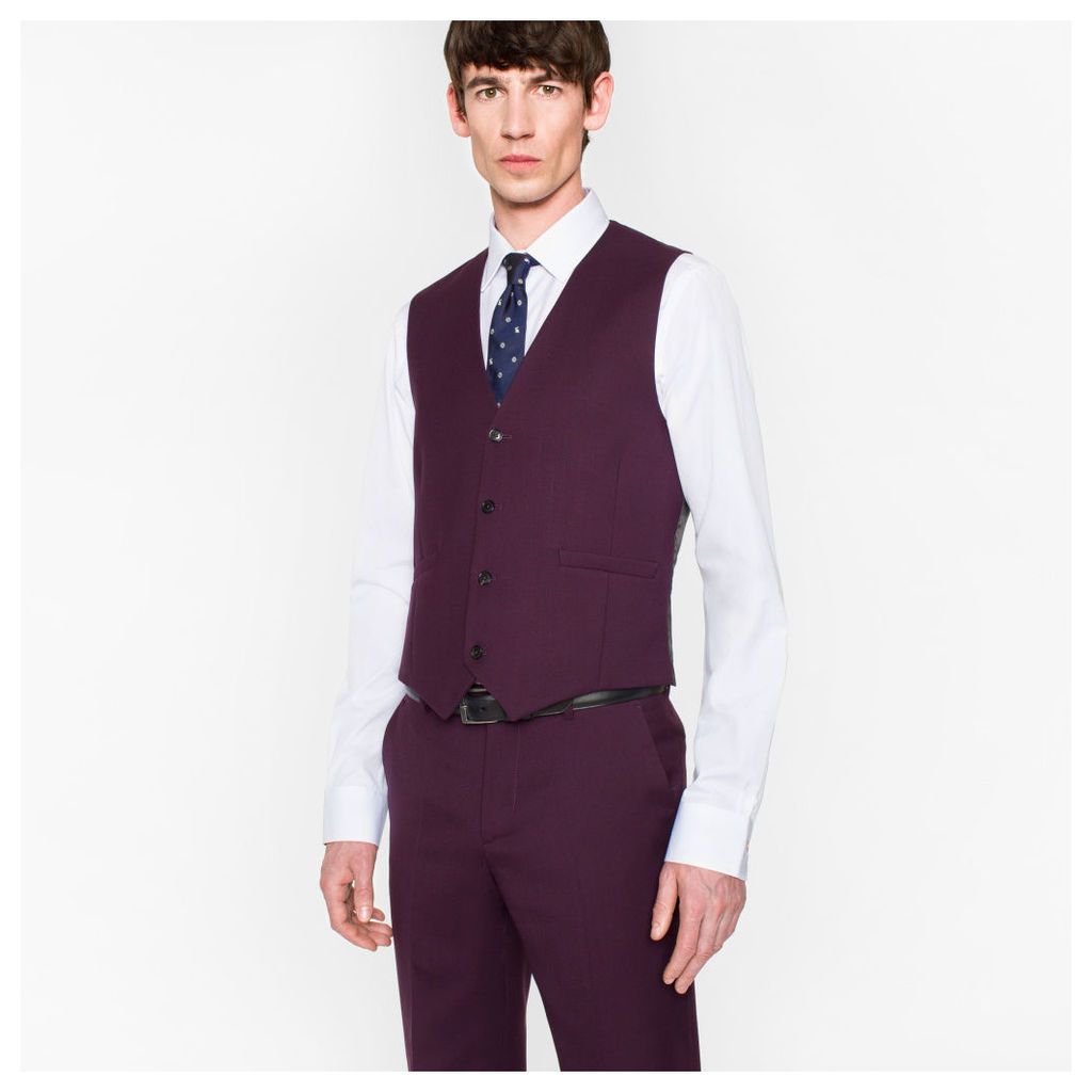 A Suit To Travel In - Men's Tailored-Fit Damson Wool Waistcoat