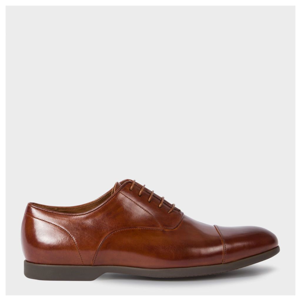 Men's Dark Tan Leather 'Eduardo' Oxford Shoes With Travel Soles