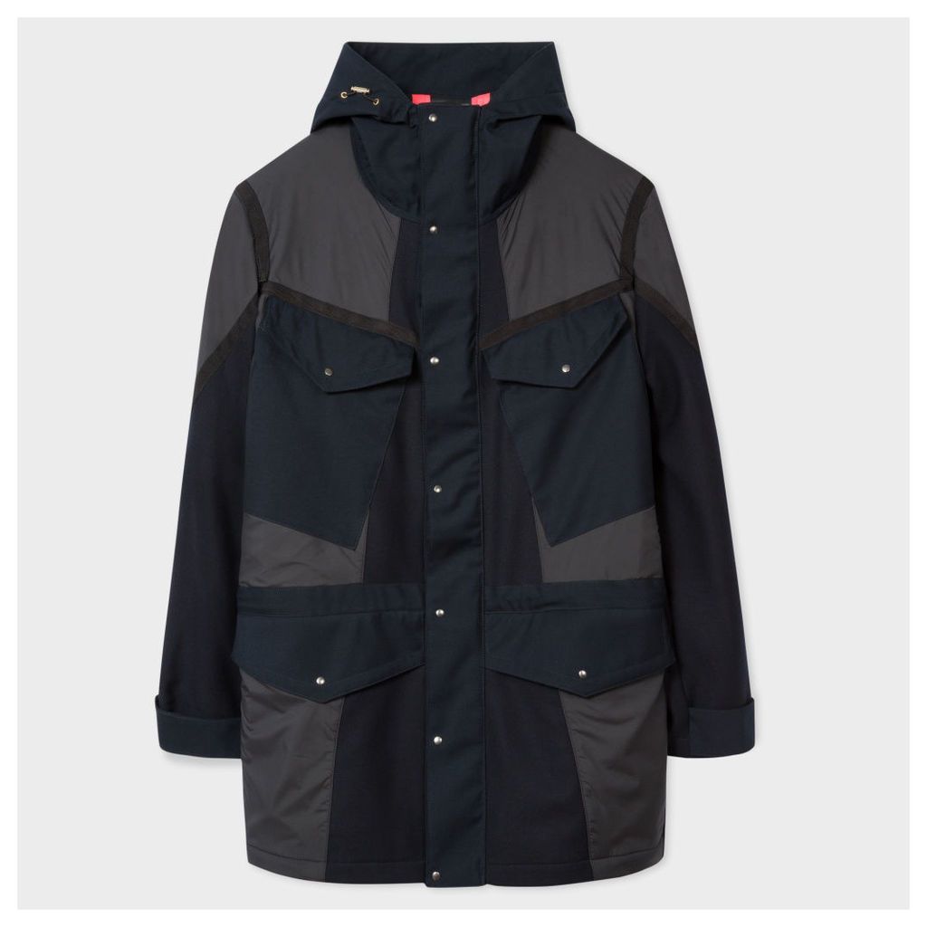 Men's Navy And Grey Technical Wool Parka